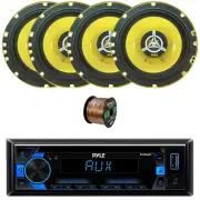 Pyle Single DIN CD/MP3 Receiver 4x 6.5'' 240W 2-Way Car Audio Speakers + Wire