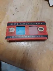 Vintage DRITZ TAILORS' CHALK NO. 629 4 PIECES ( 2 White / 1 Red / 1 Blue ) 1949
