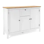 Design Square James Buffet Unit Sideboard W/ 3-Doors 1-Drawer Storage Cabinet - White/Oak