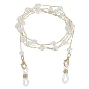 Beads Eyeglass Chain, Pearl Glasses Strap Retainer Chain, Gold-Heart