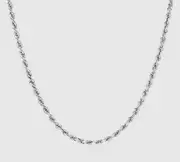 Mens 4mm Silver Rope Chain 316L Stainless Steel Necklace Twist Link Cuban