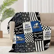 RICKYOUNG Sprint Car Racing Truck Fleece Flannel Lightweight Blankets Quilt Plush Soft Bedding Throw Blanket for Couch and Bed 60"x50" for Teen
