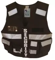 Security Vest 3M Hi Vis Tape with Multi Pockets Black