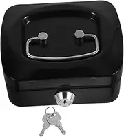 jojofuny Box Lockable Metal Cash Box with Key Portable Secure Coin Collection Safe for Home Office Travel Construction Key Lock Security Easy to Carry