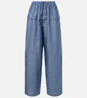 [Alaia] Alaïa Cotton and linen wide-leg pants AU 8 blue