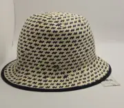 BRIXTON Essex Bucket/Fedora Women's Hat Button Navy/Tan Small NWT Summertime