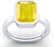[LMDPRAJAPATIS] Natural Certified Original Yellow Sapphire Pukhraj Gemstone 5.55 Carat birthstone 925 Sterling silver Ring promise ring, gemstone, Yellow Sapphire