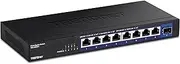 TRENDnet 9-Port Unmanaged 2.5G Switch with 10G SFP+ Port, TEG-S5091, 8 x 2.5GBASE-T Ports, 60Gbps, Wall Mountable, Ethernet Splitter, NDAA & TAA Compliant, Lifetime Protection, Black