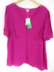 Monsoon - Pink - Lenzing - S/S Top - Button Front - NWT - Size L