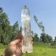 0.64kg Natural Clear Quartz Obelisk Point Quartz Crystal Wand Reiki Tower Decor