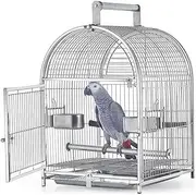 Bird Cage, Stainless Steel Small Budgie Finch Canary Bird Cage, 42 * 37 * 54CM Pet Home, Portable Small Parrot Travel Cage, Pet Bird Cage Travel Bird Cage