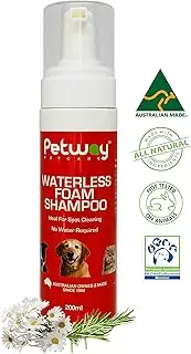 Petway Petcare Waterless Foam Shampoo For Dogs And Cats, No Rinse Waterless Dry Shampoo, Ideal For Spot Cleaning And Dirty Patches Of Coat, Free of phosphates, parabens and enzymes, pH Balanced, 200ml
