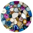 18"x18" Natural Mix Agate Coffee Table Top, Agate Round Table Top, Patio Decors
