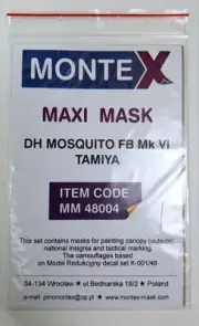 1/48 Tamiya Mosquito Mk. VI Natl Markings & Canopy (Out) Mask / Montex MM48004