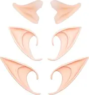 Whaline 3 Pairs Latex Elf Ear Pixie Dress Up Costume Soft Pointed Goblin Ears Cosplay Halloween Party Props