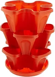 Mr. Stacky 1303-HG Self Watering 3 Tier Stackable Garden Vertical Planter Set, Terracotta, Small