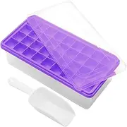 CZWL&HG 3 in 1 Silicone Ice Cube Tray with Lid & Storage Bin, 36 Small Nugget Ice Tray, Freezer Safe, BPA Free, Pink