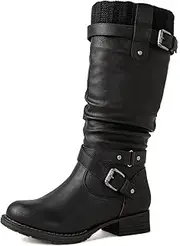 [GLOBALWIN] Women's Motorcycle Boots Mid Calf Boots Low Heels Fall Winter Fashion Boots For Women