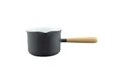 Falcon Enamel Butter Warmer with Wood Handle Deluxe 2 Tone Dark Grey & White