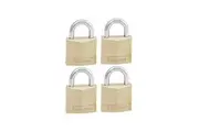 Master Lock Solid Brass Padlocks Double Lever (Multi Colour) (30mm 4-Pin - Keyed Alike x 4)