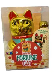 Welcoming Lucky Beckoning Hands Waving Fortune Cat Gold 5.5” Strangely Fun