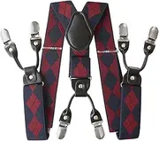 [Aiko Fashion] Men's 35mm Wide Suspenders 6 Clips Adjustable Elastic Leather Braces Solid Color or Pattern ac4758