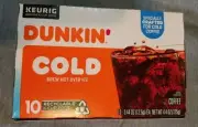 Dunkin Cold Coffee Keurig K-Cup Pods 10 Count Box Expires 1/10/2025