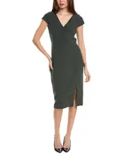Elie Tahari Pleated V-Neck Sheath Dress