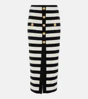 [Balmain] Balmain Striped midi skirt UK 14 white