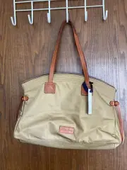 DOONEY & BOURKE Khaki Nylon Leather Trim Travel Large Duffle Bag NWT