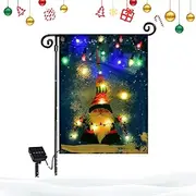 Lighted Christmas Garden Flag - House Flag | Double Sided Decorative Vertical Durable No Fade Solar Lighted Garden Flag for Garden Patio Decoration Yongbao