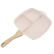 White 3-in-1 Steak Pan Frying Pan Non-stick Frying Pan Omelette Compartment Pan