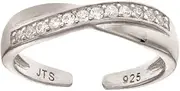 [JewelryWeb] 925 Sterling Silver With Rhodium Finish White CZ Simulated Diamond X Type Top Fancy toe ring-toe ring for Women