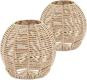 Hollow Lamp Shape 2 Pcs Imitation s Lampshade for Cover Table Lamp Rattan Lamp Vintage Hanging Lighter Cafe Restaurant Home Decor Retro Lampshade