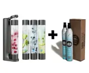 Fizzpod Sparkling Water Soda Maker with Carbonator, 3 Bottles & 2 CO2 Cylinders!