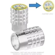 2 Silver Billet Aluminum Knurled Tire Valve Cap - ARMY USA FLAG - 041