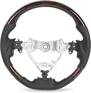 Steering Wheel, Leather Wrapped Wheel Replacement, Compatible with Highlander XU50 Harrier XU60 2014 to 2019, Hydro Dip Steering Wheel Cover (Wood Grain)