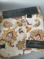 Cynthia Rowley Placemats and Napkins Set 8PC Paisley Multicolor Cotton NEW