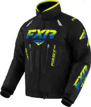 FXR Team FX 2-in-1 2023 Snowmobile Jacket, black-blue-yellow, Size XL for Men Black Blue Yellow
