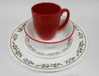❤️ NEW 17-pc Corelle WINTER HOLLY Dinnerware Set CHRISTMAS Holidays Red Band