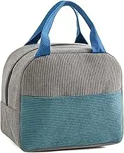 Taoluwin Insulated Lunch Bag, Corduroy Thermal Lunch Tote Bag with Large Opening, 3-Layer Insulated Lunch Box Soft Cooler for Work, School, Picnic, Leakproof & Waterproof (Blue)