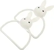 BEBEMOKO 2pcs No Punching Round Towel Holder Towel Hanger Cartoon Rabbit Hand Towel Holder