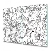 Glass Worktop Saver Kitchen Doodle cats Black and white for Funny 2x30x52