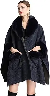 [LUCEAE] Wheelchair Clothing Winter Poncho Cape Coat, Women Knitted Cloak Poncho, Fashion Oversize Cardigans (Size : H)