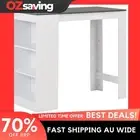 bar table white engineered wood 3-layer shelf 110x50x103 cm grey 0216