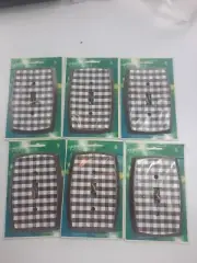 6 Vintage Single Toggle Light Switch Cover Plate outlet brown plaid checkered