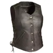 Honey Badger Women's Motorcycle Leather Vest FIL566RCSL