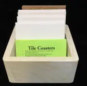 Tile Coasters Make Your Own Blank Personalize Set 4 Cork Back Ceramic w/ Holder