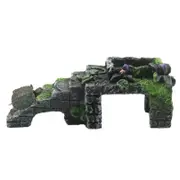 Turtle Terrace Reptile Habitat Cave Resin Rock Hideout Fish Tank Decor for Lizards Frogs Snakes-663MB