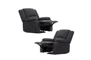 Divano Anderson 2pc Set 1 Seater Fabric Electric Recliner Sofa Chair Jet